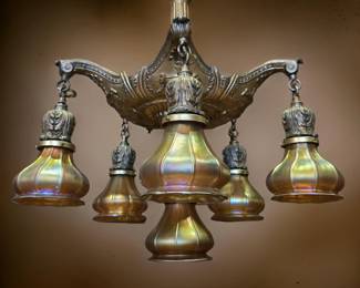 STEUBEN arts & Crafts Chandelier bid #110