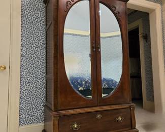 Antique Double Mirrored Doors Armoire $295 or bid #261
