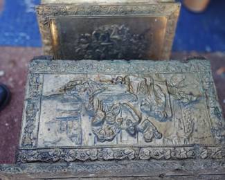 This is two bronze brass hand carved inlay from 19th century boxes beautiful you can have them for $60 a piece you can't even engrave or carve one side of this $400