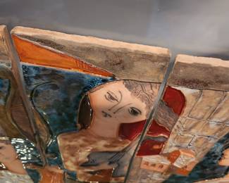 4 panel tile artwork signed by Ruth Faktorowicz