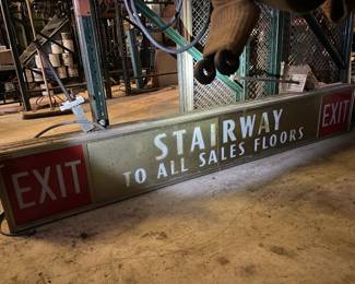 Vintage Stairway To All Sales Floors Retail Double Sided Light (Heavy 100+ lbs)