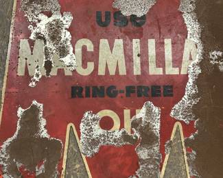 MACMILLAN RING FREE OIL 1940's Vintage Original Tin Metal DS DIECUT SIGN