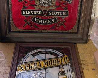 Chivas Regal and Negra Modelo Vintage Bar Wall Mirrors