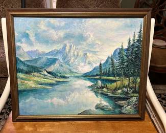 A great selection of vintage canvas artwork and frames.