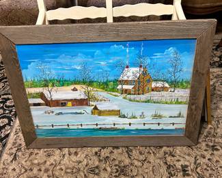 A great selection of vintage canvas artwork and frames.