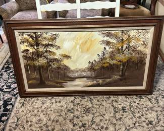 A great selection of vintage canvas artwork and frames.