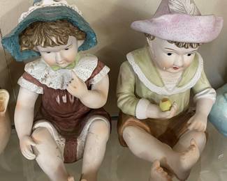 Large Antique Bisque Piano Sitters