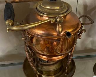 Copper Tilting Teapot with Brass Warmer