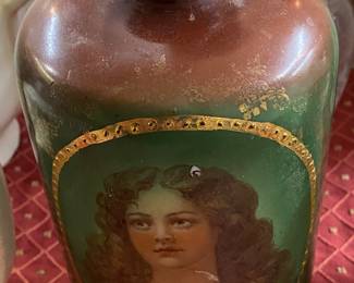 Antique Hand Painted Victorian Female Themed Vase