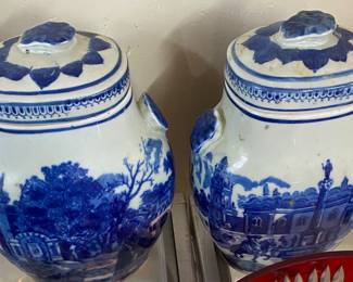 Blue and White Covered Jars