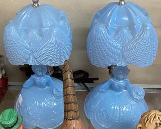 Pair of Old Figural Female Lamps