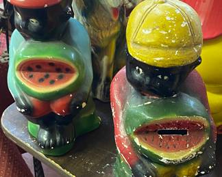 Americana Chalkware Bank and Figure