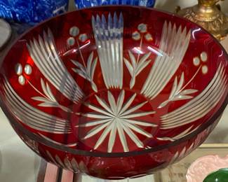Bohemian Glass Serving Bowl