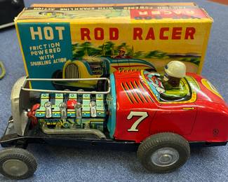 Vintage Hot Rod Friction Powered Racer in Box (Plastic Fan is Melted from Attic Storage)