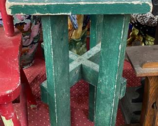 Primitive Green Paint Plant Stand