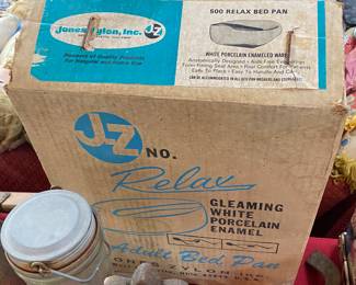 Vintage Porcelain Enamelware Bed Pan