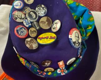 Cool Hat with Lots of Pinback Buttons