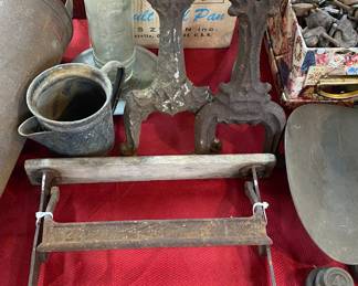 Old Andirons and Country Store Paper Holder