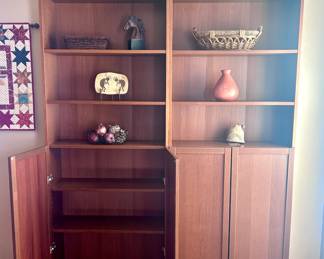Mid century modern wood display and storage cabinet