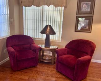 Red velvet armchairs (set of 2)