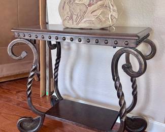 metal studded side table