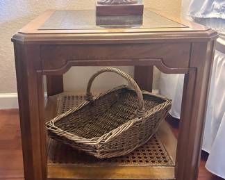 Wood side table with mirror top