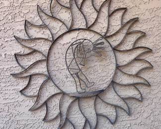 Hanging metal outdoor sun decor