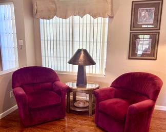 Red velvet armchairs (set of 2)