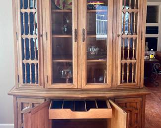 Large wood china cabinet with storage drawers