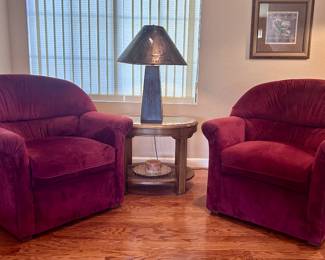 Red velvet armchairs (set of 2)