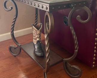Metal studded side table