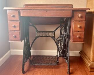 Vintage singer sewing machine with pedal