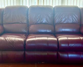 Brown leather and studded sofa
