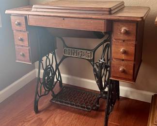 Vintage singer sewing machine with pedal