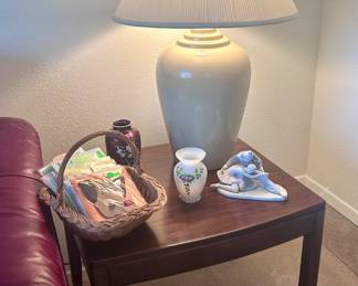 Wood side table and table lamp