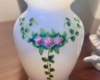 Hand painted vintage rose vase