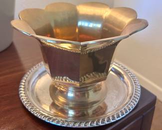 Vintage brass pedestal bowl