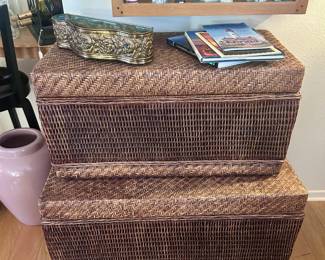 Basket weaved decorative chests