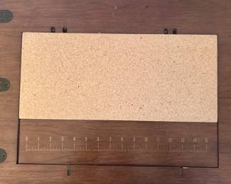 Folding/opening sewing table with drawers and ruler