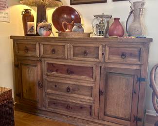 modern wood console table with storage cabinets and drawers