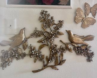 Gold bird and butterfly wall decor