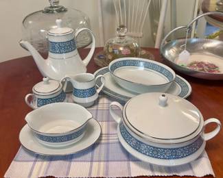 Blue and white fine china tea set
