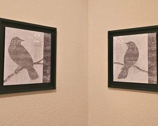 bird art, sold as pair
