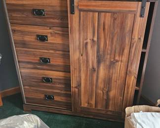 Bed set armoire with sliding door