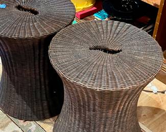 Pair of Milling Road by Baker Furniture Wicker Side Tables