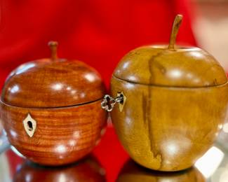Antique Carved Apple Tea Caddy's 
