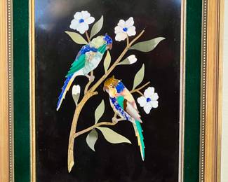 Pietra Dura Plaque "Bird on a Branch" - Stone Inlay 