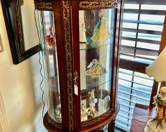 French Inspired Marble Top Curio Cabinet 