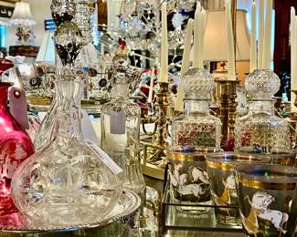 Waterford Decanters, Vintage Etched Glass Decanters