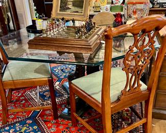 Two of 6 Chippendale Style Side Chairs, there are also two Arm Chairs with the set 